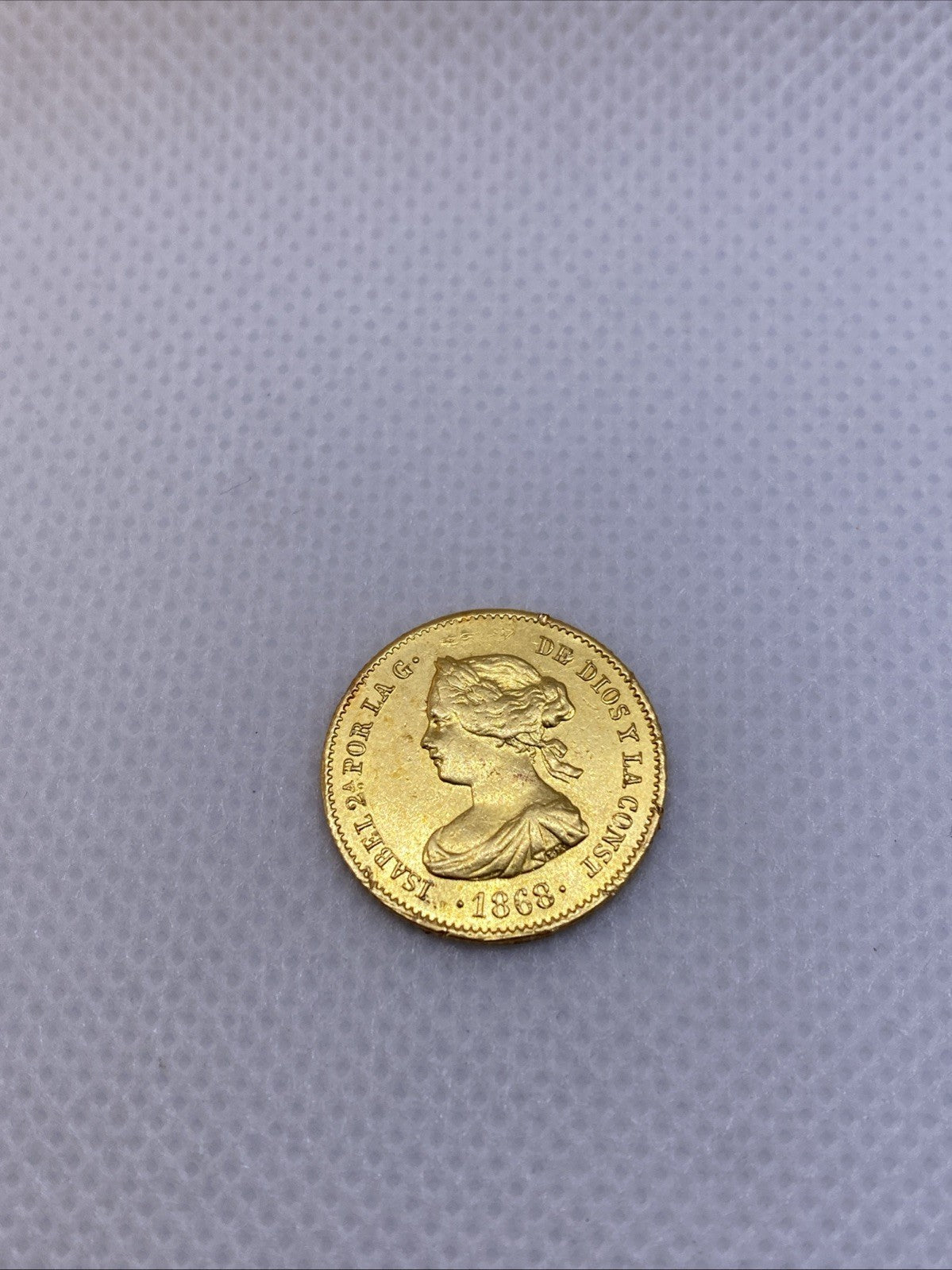 1868 4 Escudos Isabel II Gold Coin Rare