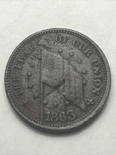 1863 CWT Civil War Token Fuld 207/409b The Flag  Shoot Him on the Spot Dix