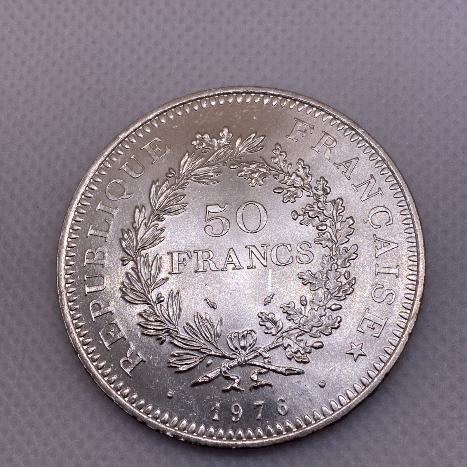 1976 France 50 Francs Silver Coin 50 Fr. Uncirculated Silver Coin #1287-10