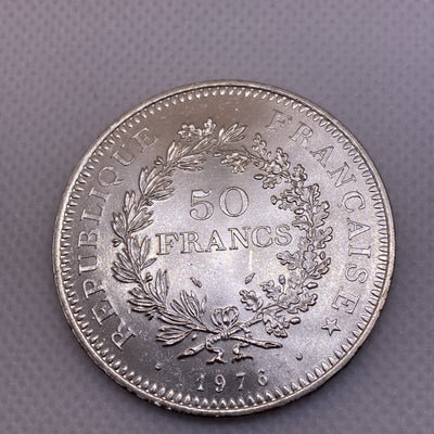 1976 France 50 Francs Silver Coin 50 Fr. Uncirculated Silver Coin #1287-10