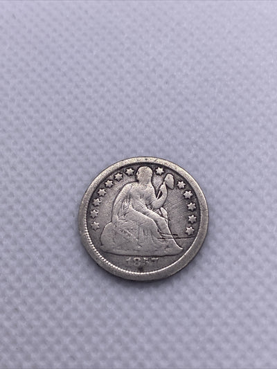 1857 Seated Liberty Dime Ten Cents Silver 10c Coin Great Looking #72325