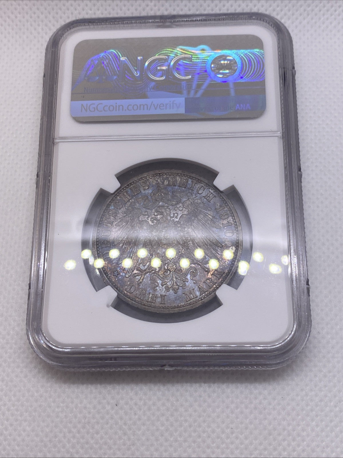 1910A 3M SAXE WEIMAR EISENACH 3 Marks German Wedding NGC MS 62 Silver Toned
