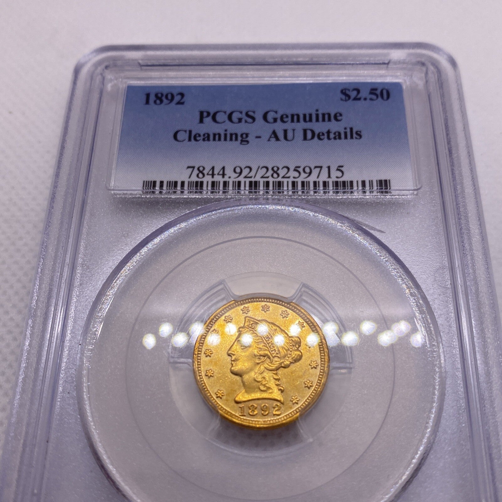 1892 Quarter Eagle $2.50 Gold Coin - NGC Graded AU Details VERY RARE Low Mintage