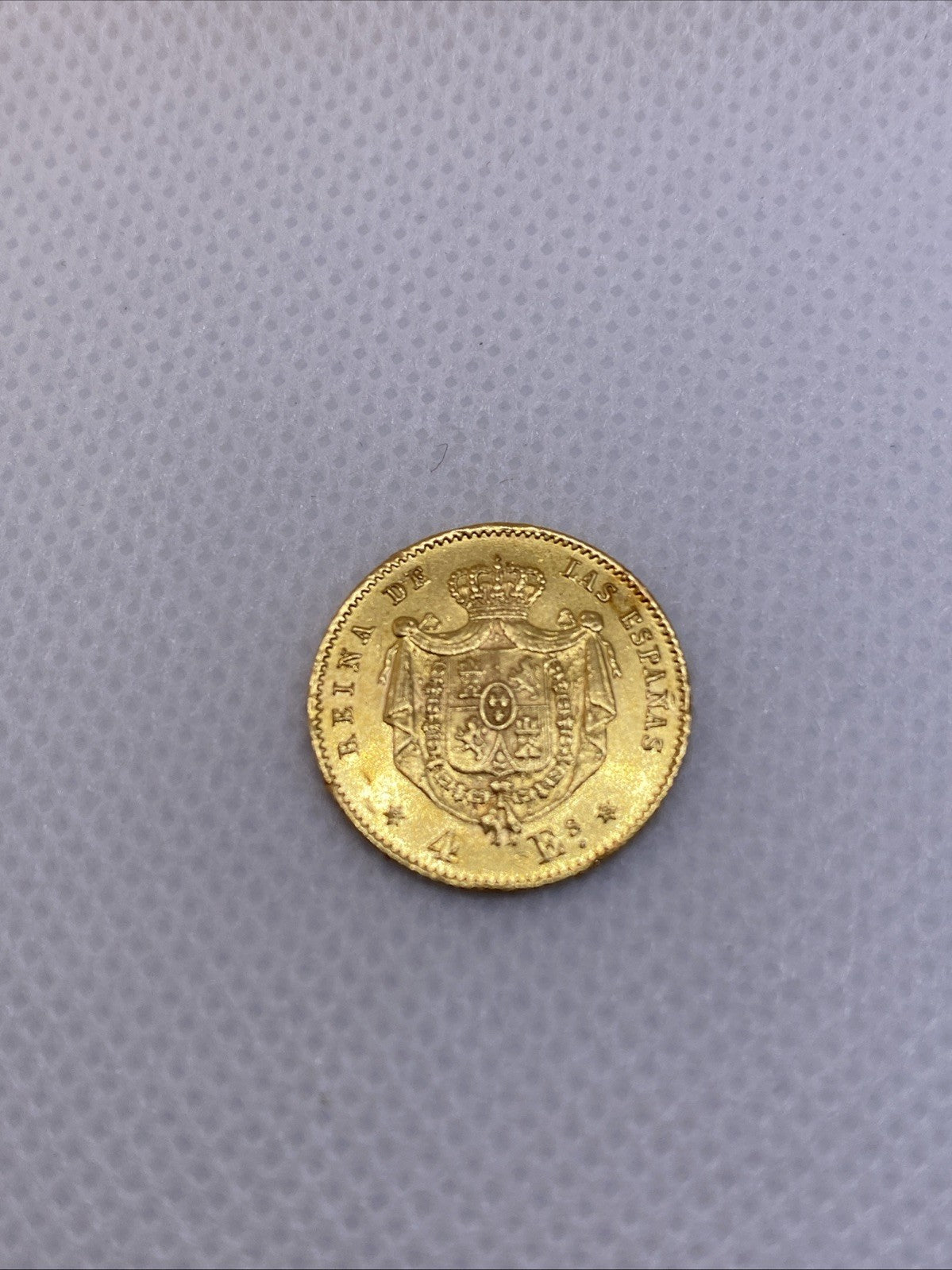1868 4 Escudos Isabel II Gold Coin Rare
