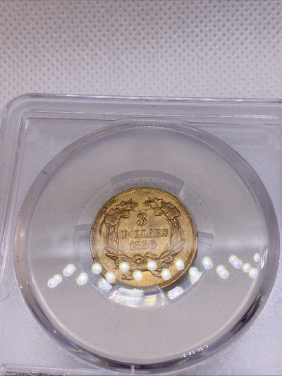 1856 $3 Gold Princess NGC AU55 Three Dollar Gold Piece RARE EARLY US GOLD