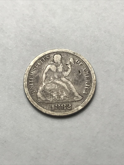 1882 Seated Liberty Dime Silver 90% Coin #YY1882