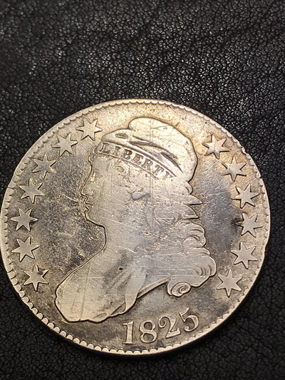 1825 Capped Bust Silver Half Dollar 50c Silver Coin O-108 R-3 #TR467