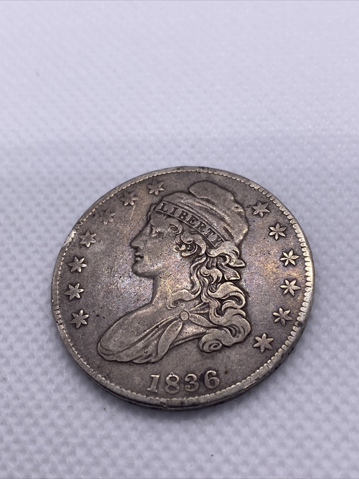 1836 Capped Bust Half Dollar Lettered Edge Silver 50c Beautiful Toning