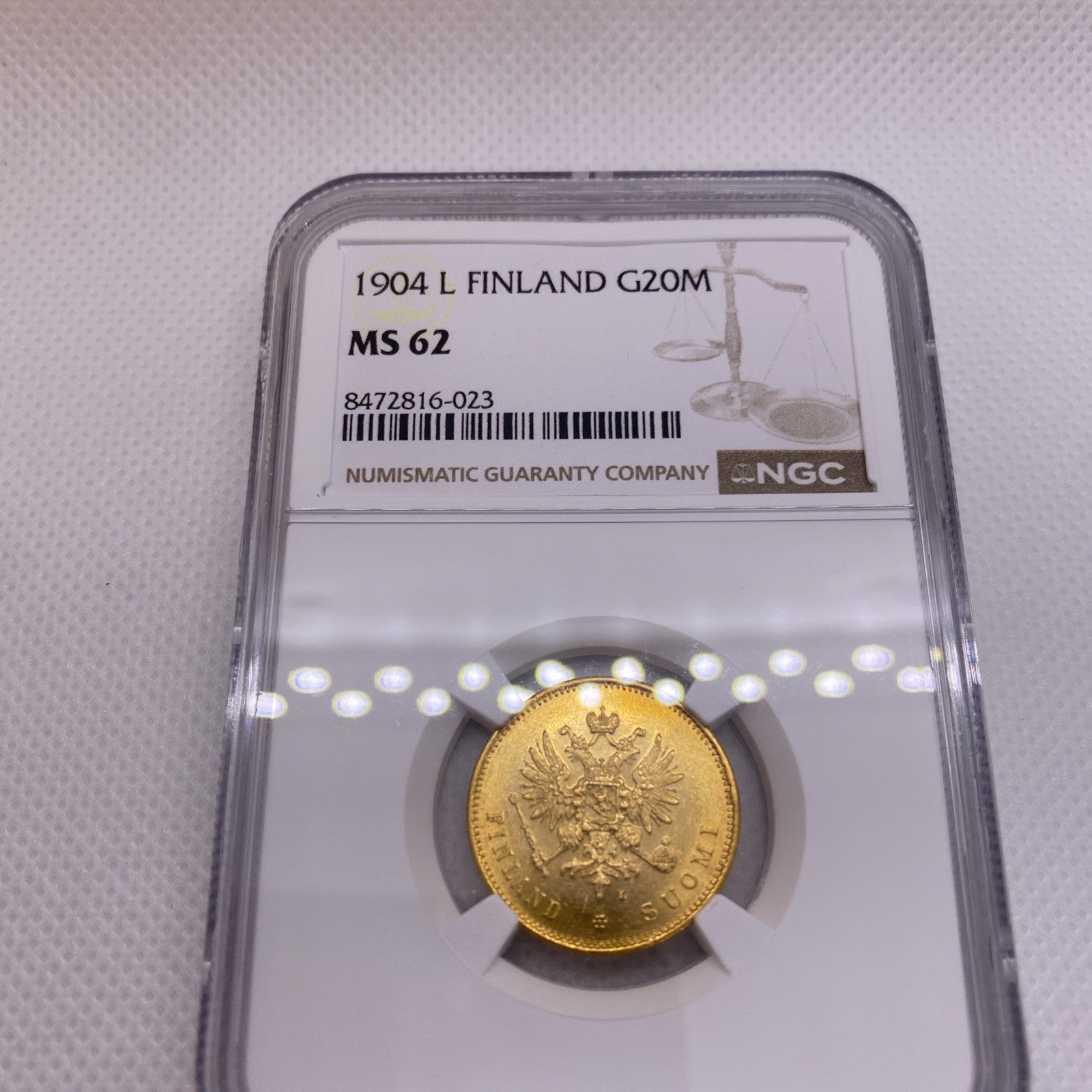 1904-L 20 Markkaa Finland Russia Nicholas II Gold MS62 NGC