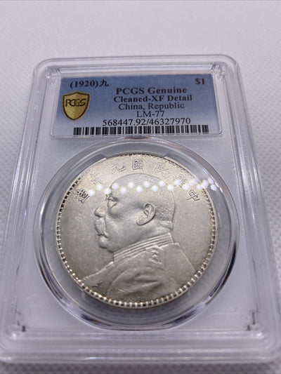 1920 Yr9 China Silver Fat Man Dollar (Yuan) L&M-77 PCGS XF Details Silver #7970