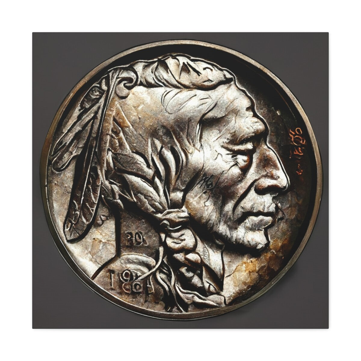 Buffalo Nickel Canvas Buffalo Nickel Coin Unique Rare Buffalo Nickel Canvas LOOK