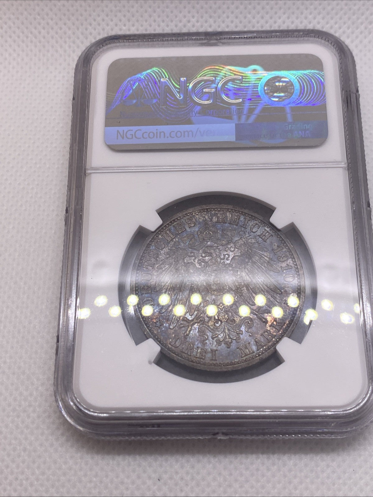 1910A 3M SAXE WEIMAR EISENACH 3 Marks German Wedding NGC MS 62 Silver Toned