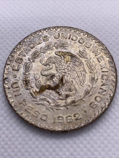 1962 MEXICO UN Peso One Peso Silver w/ Morelos Mexican Silver Coin