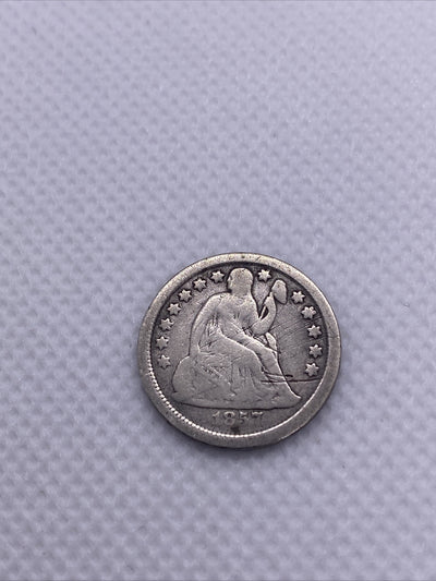 1857 Seated Liberty Dime Ten Cents Silver 10c Coin Great Looking #72325