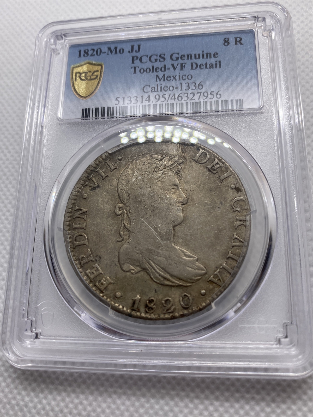 1820MO JJ Mexico 8 Reales 8R PCGS VF Details Silver Coin Calico-1336 #7956