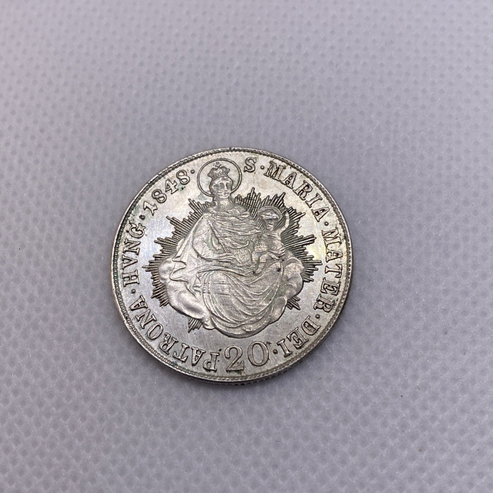 1848 B Hungary 20 Krajczar Silver Coin