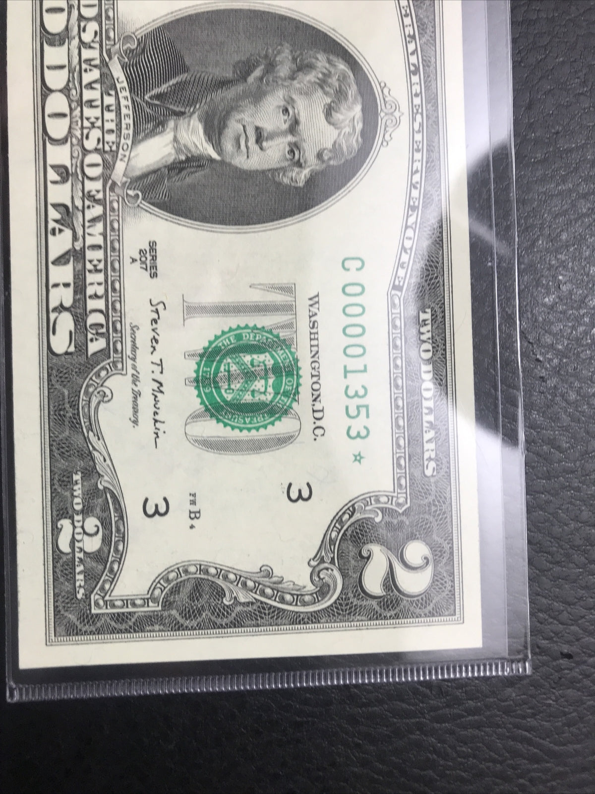 $2 Rare Uncirculated Low FOUR (4) Digits  ⭐️ STAR NOTE ⭐ 1353*