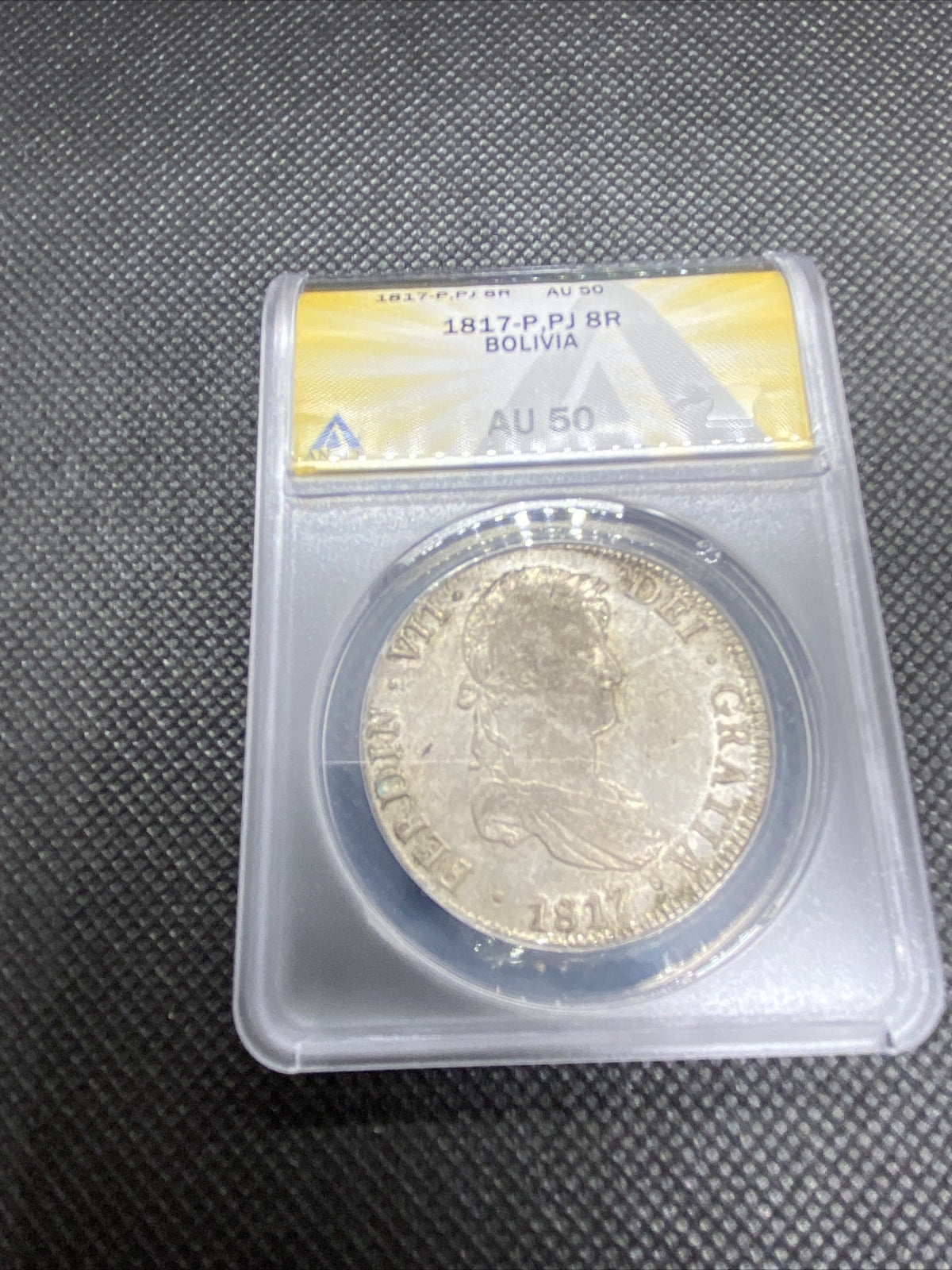 1817 PTS Bolivia 8 Reales 8R Anacs AU50 Silver Coin Colonial Rare