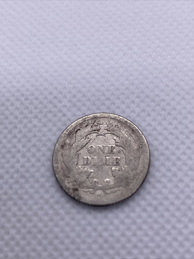 1875 S Seated Liberty Dime Silver 10 Cents Ten Cents Mintmark Below Bow #19277