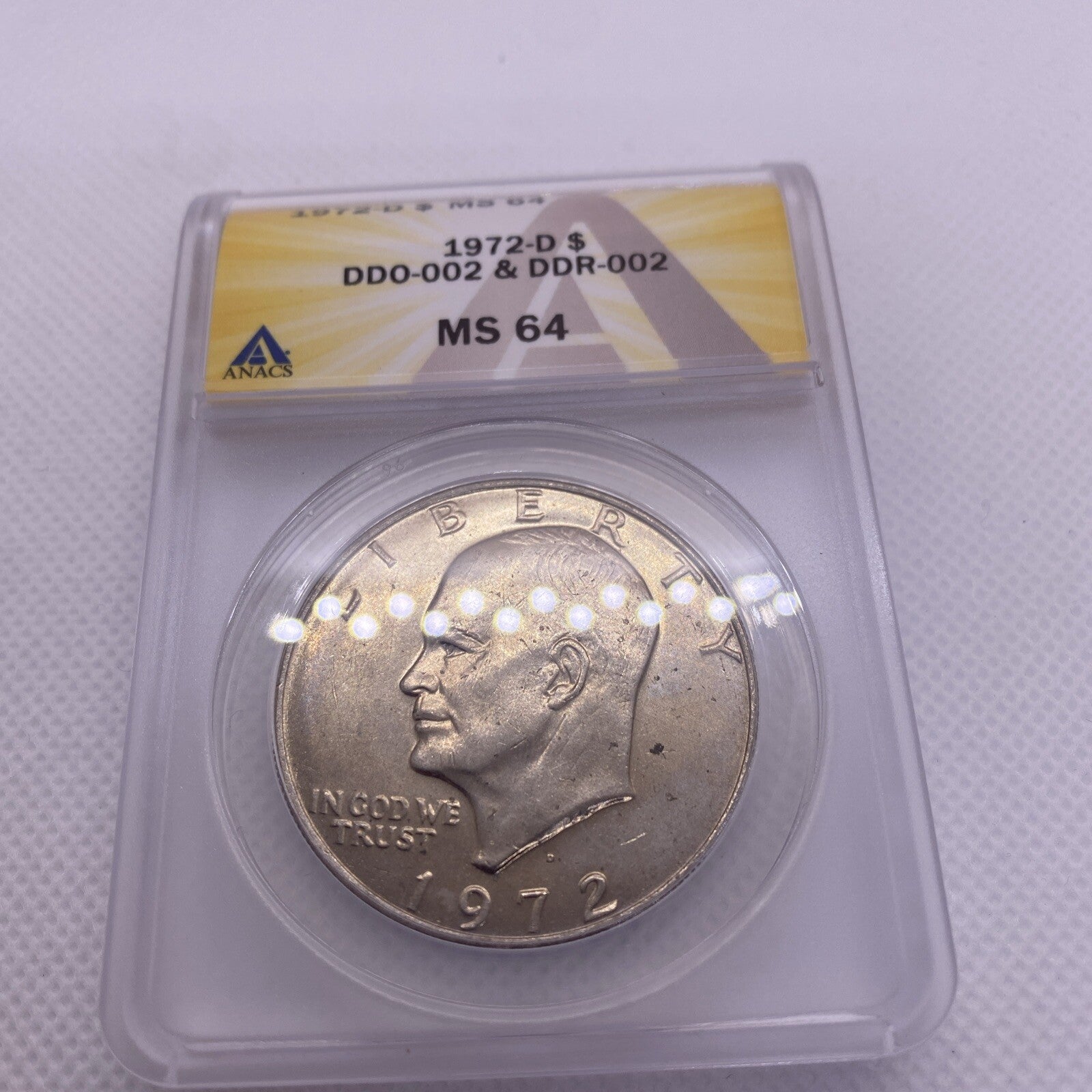 1972 D Eisenhower Ike Dollar DDO-002 & DDR-002  ANACS MS64