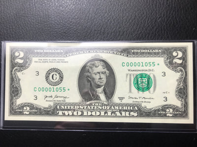 $2 Rare Uncirculated Low FOUR (4) Digits  ⭐️ STAR NOTE ⭐ 1055*