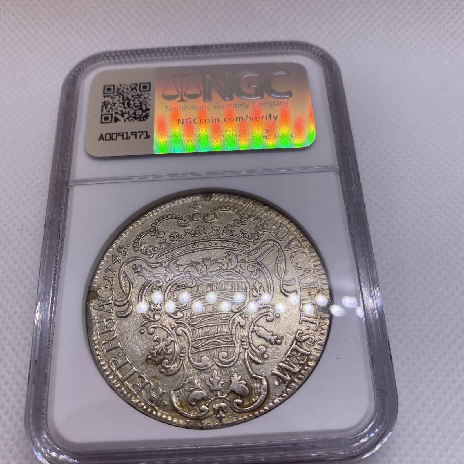 1748 Ragusa Taler Tallero NGC AU Details Silver Coin Large RARE