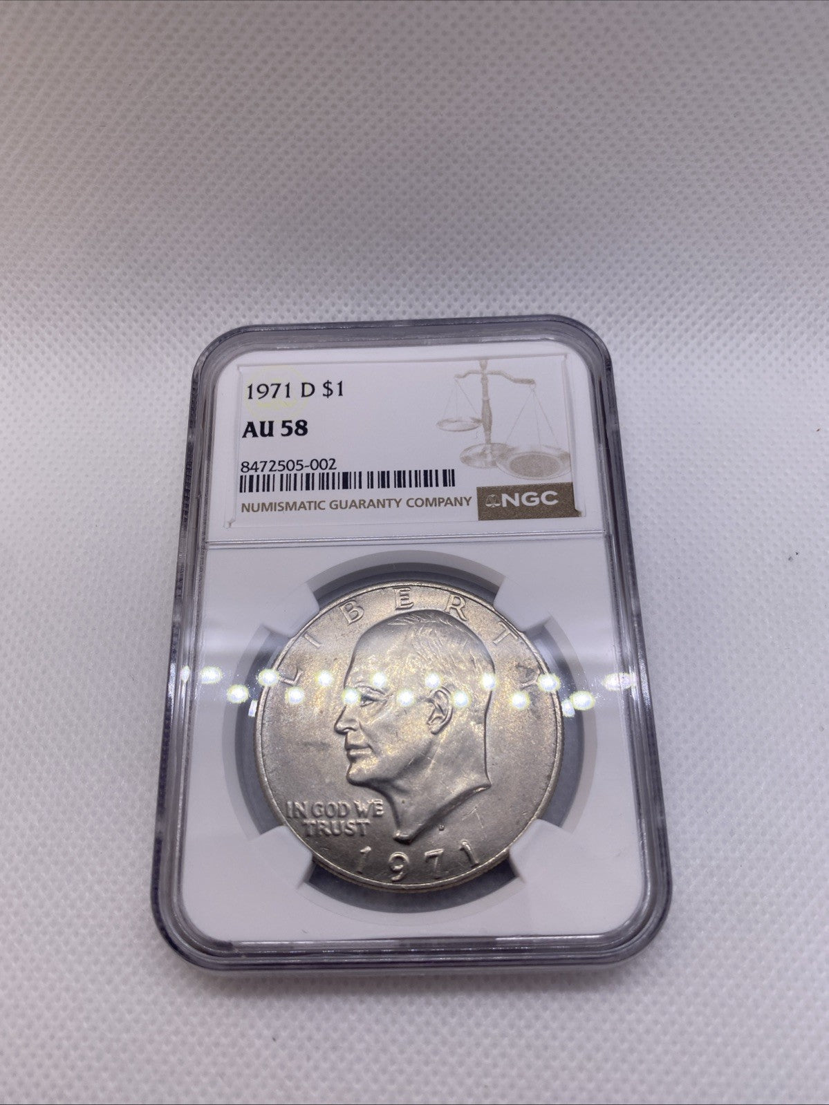 1971-D Eisenhower IKE Dollar NGC AU58 Type 1 Rev RDV-006 Friendly Eagle FS-901