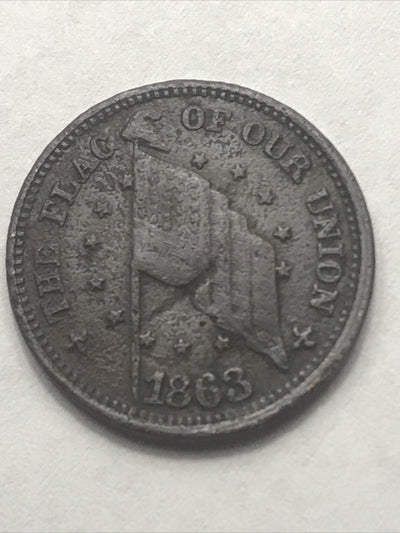 1863 CWT Civil War Token Fuld 207/409b The Flag  Shoot Him on the Spot Dix