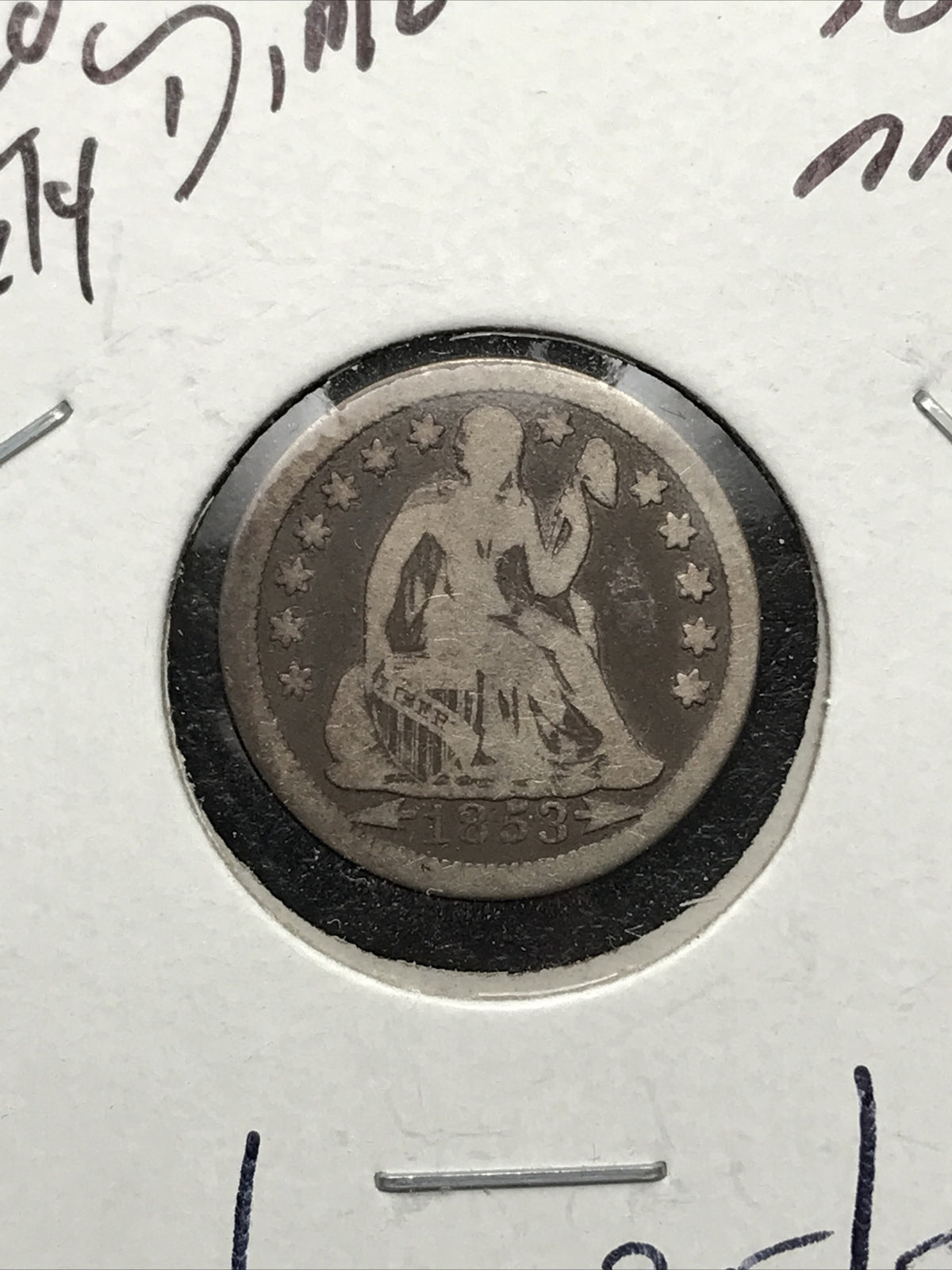 1853 Seated Liberty Dime 10 Cents Silver Coin Arrows X2-35