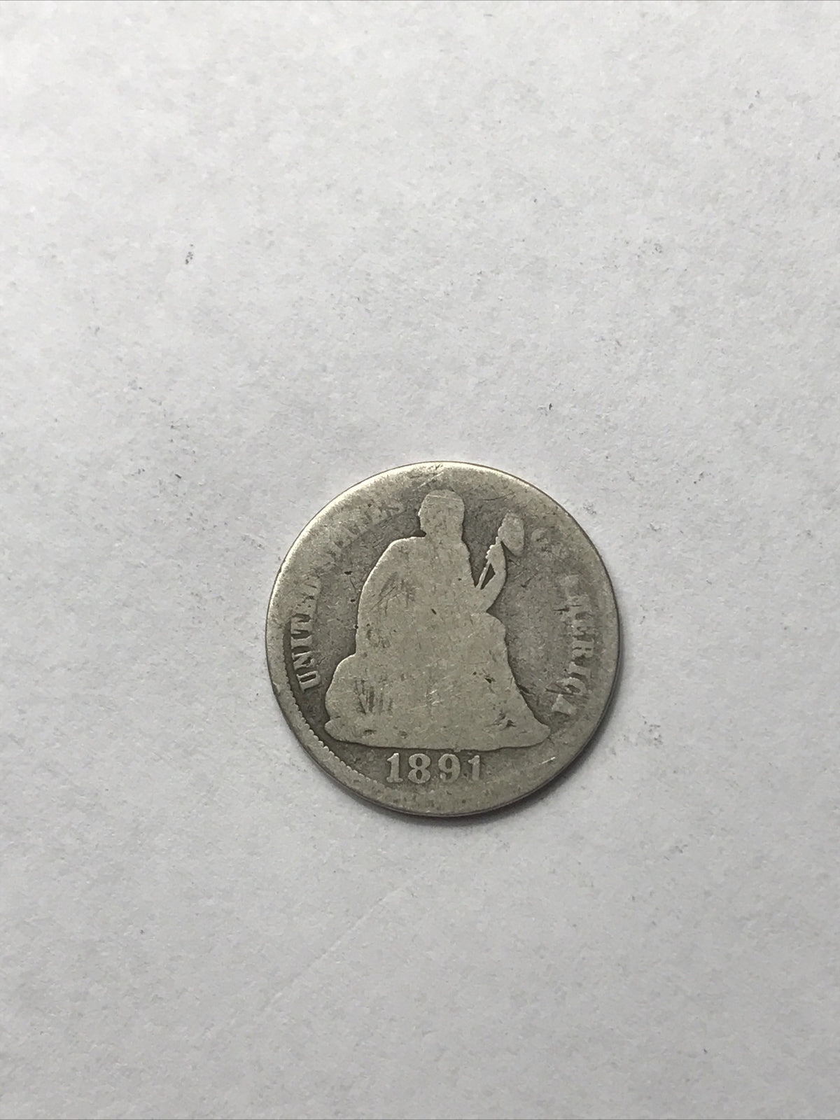 1891 Seated Liberty Dime Silver 90% Coin #BL91