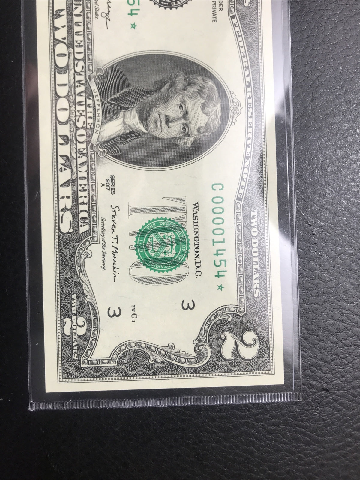 $2 Rare Uncirculated Low FOUR (4) Digits  ⭐️ STAR NOTE ⭐ 1454*