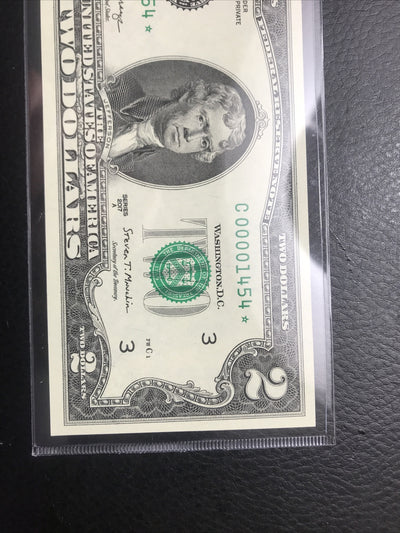 $2 Rare Uncirculated Low FOUR (4) Digits  ⭐️ STAR NOTE ⭐ 1454*