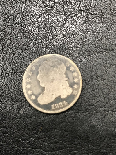 1834 Capped Bust Dime Silver 10c Coin JR-7 R-2 Small 4 Silver Coin #00733