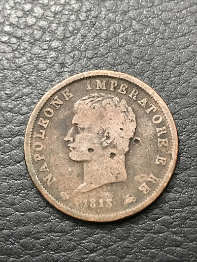 1813 NAPOLEON SOLDO REGNO D'ITALIA COOPER COIN #1813-soldo