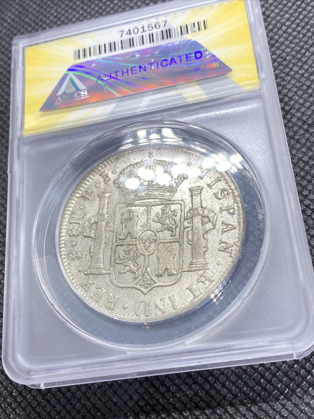 1819 PTS PJ Bolivia Silver 8R 8 Reales AU 53 Details Anacs Silver Potosi #567