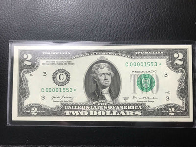 $2 Rare Uncirculated Low FOUR (4) Digits  ⭐️ STAR NOTE ⭐ 1553*