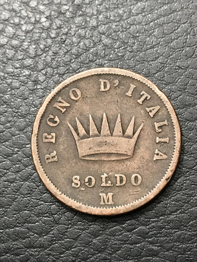 1813 NAPOLEON SOLDO REGNO D'ITALIA COOPER COIN #1813-soldo