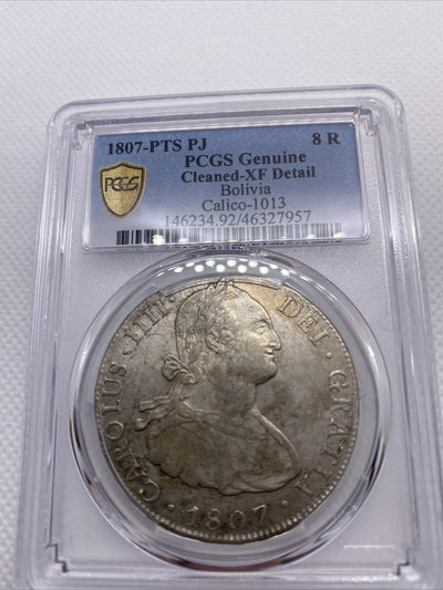 1807 PTS PJ 8 Reales Silver Coin PCGS XF Details Spanish 8R Charles IIII #7957