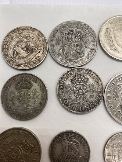 Silver Foreign Coins Lot 16 Silver Coins Big Great Looking Lot #344-10