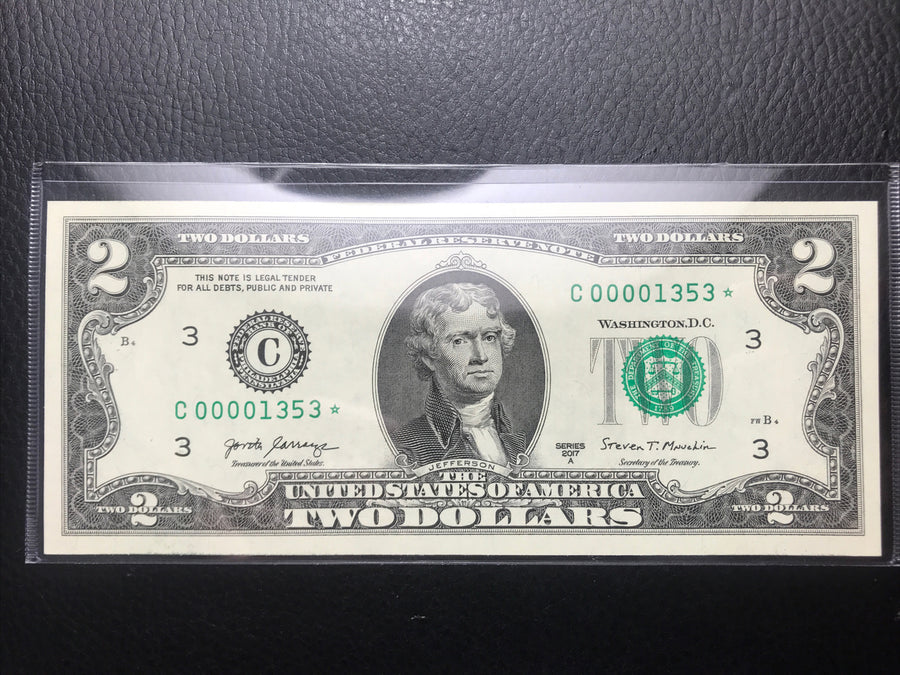 $2 Rare Uncirculated Low FOUR (4) Digits  ⭐️ STAR NOTE ⭐ 1353* 