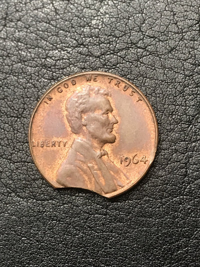 1964 Lincoln Cent Clipped Planchet Mint Error
