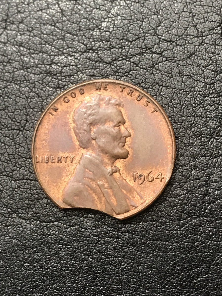 1964 Lincoln Cent Clipped Planchet Mint Error
