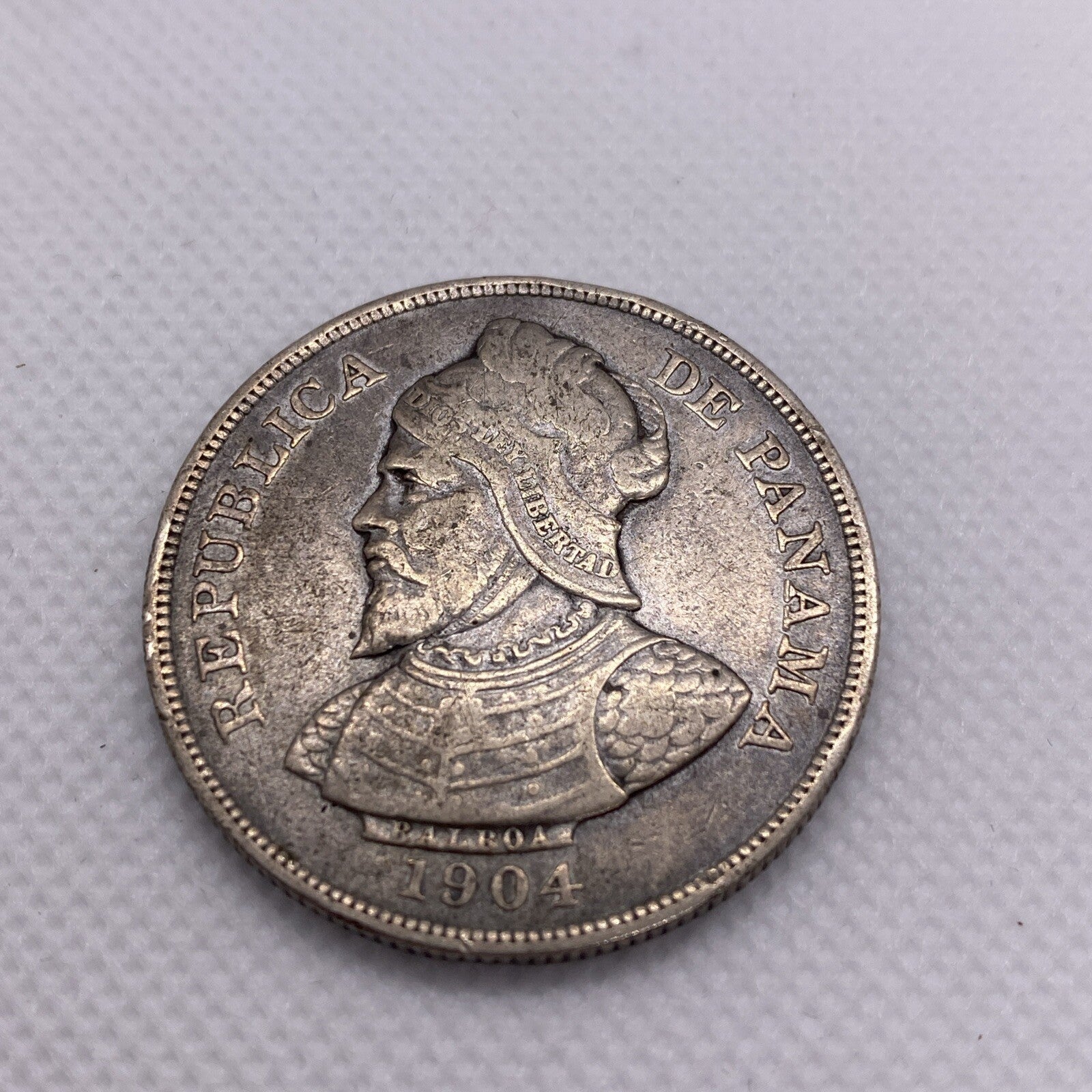 1904 PANAMA SILVER 50 CENTESIMOS CROWN COIN Silver Coin #2355