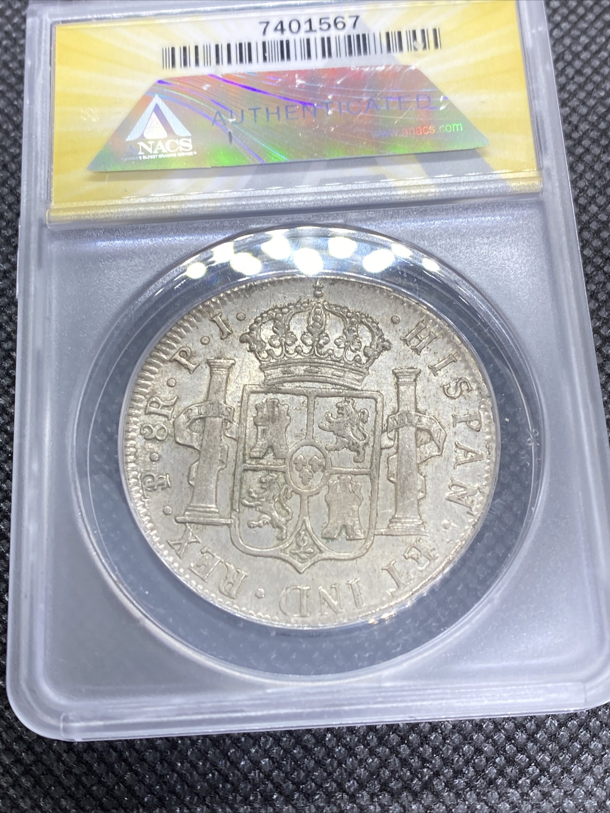 1819 PTS PJ Bolivia Silver 8R 8 Reales AU 53 Details Anacs Silver Potosi #567