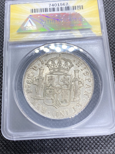1819 PTS PJ Bolivia Silver 8R 8 Reales AU 53 Details Anacs Silver Potosi #567