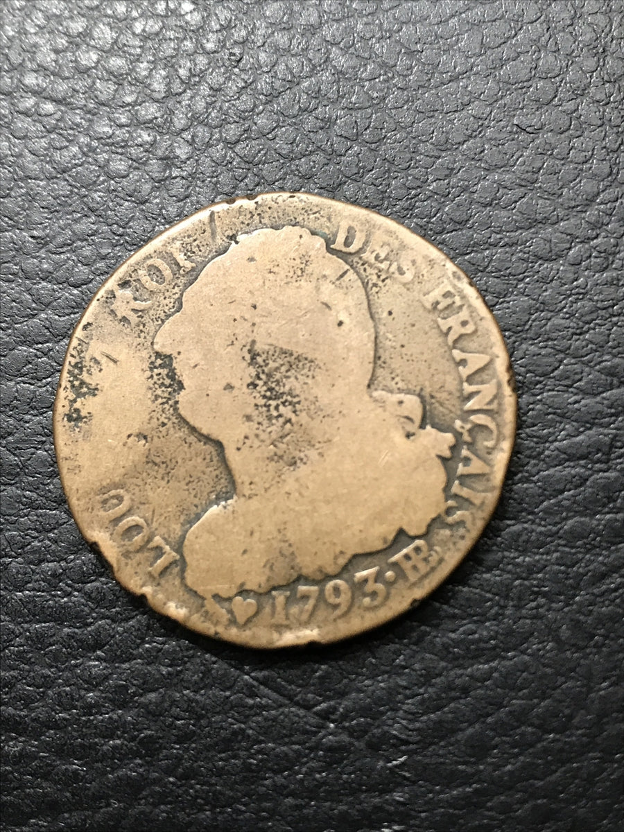 1793 2 sols français FRANCE 2 Sols Strasbourg KM #612 VERY RARE #1792-BB