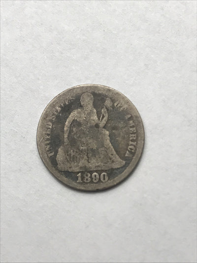 1890 Seated Liberty Dime Silver 90% Coin #GG46