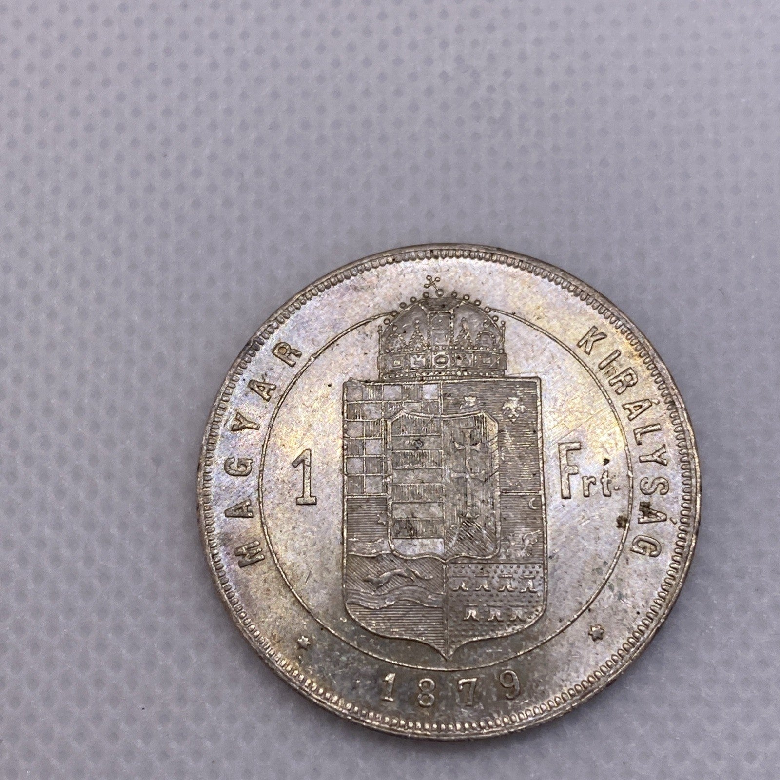 1879 KB One Forint Hungary Silver Coin King Franz Josef Uncirculated
