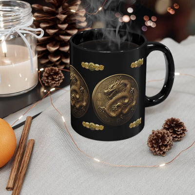 Dragon Coin Mug Dragon Mug Black Dragon Coin Mug Dragon Coffee Mug Office Mug