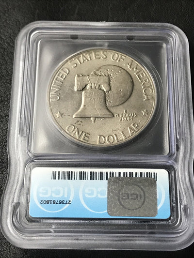 1976 Ike Dollar $1 Struck Thru Error ICG MS61 Mint Error